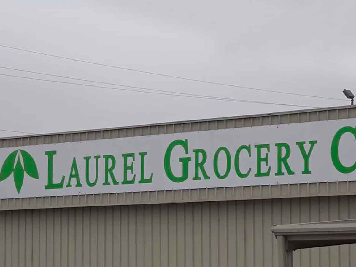 Laurel Grocery Company sign on warehouse exterior in London, Kentucky