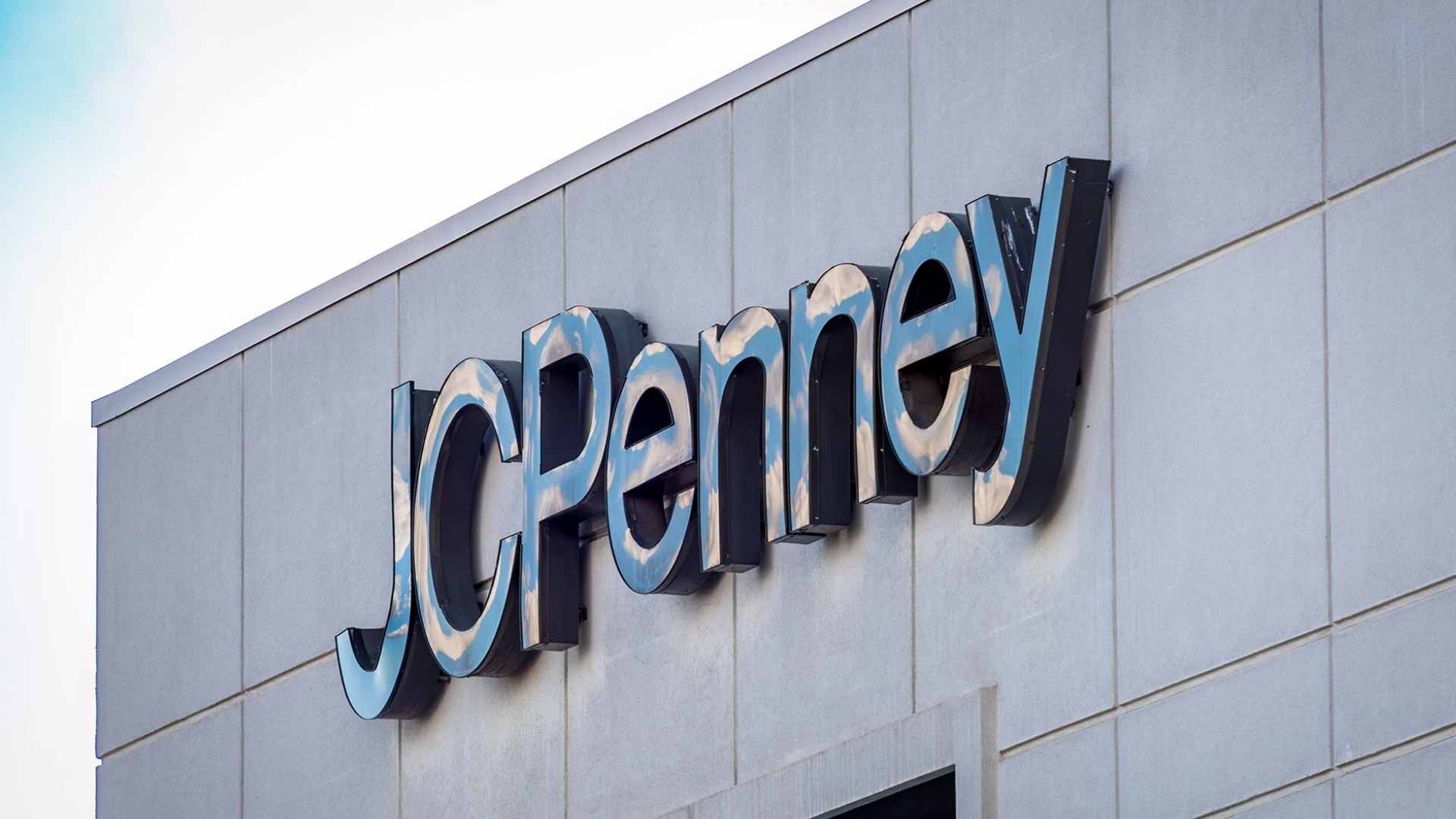 JCPenney storefront sign on shopping mall exterior