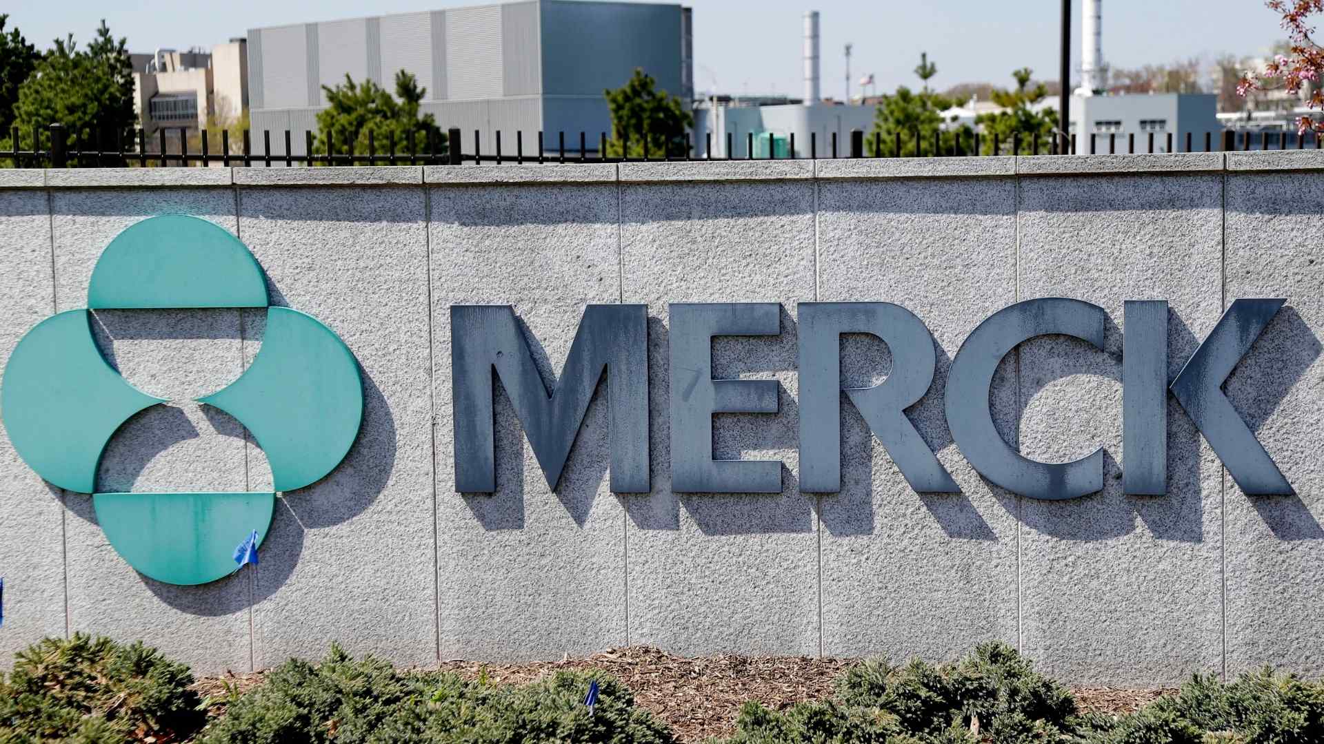 Merck logo outside Riverside Pennsylvania plant slated for closure and 163 layoffs