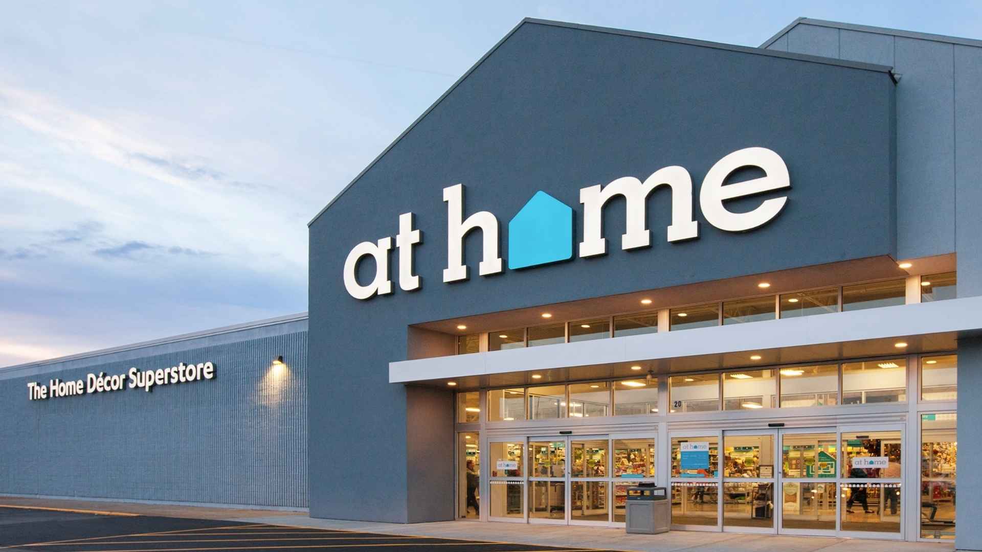 At Home retail store exterior with logo before confirmed bankruptcy closures in 2025