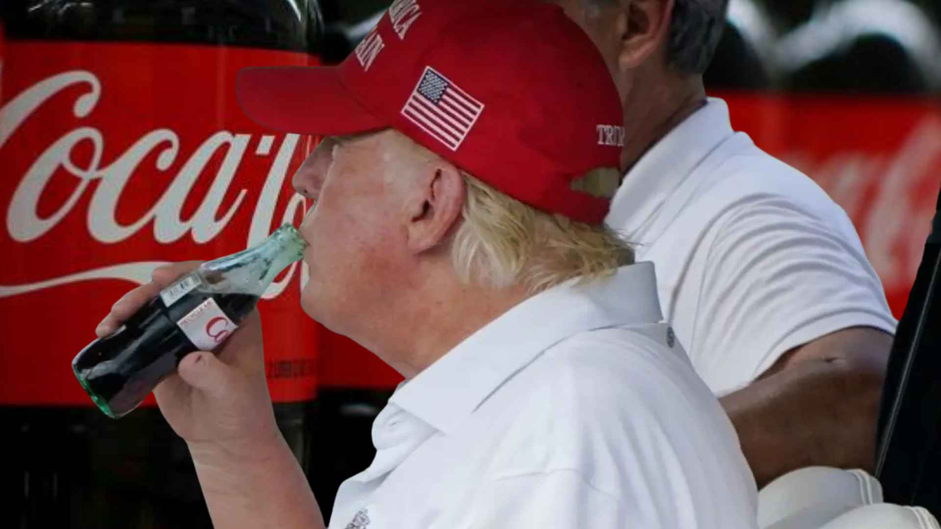 Donald Trump drinking Coca-Cola amid corn syrup ingredient controversy in the US