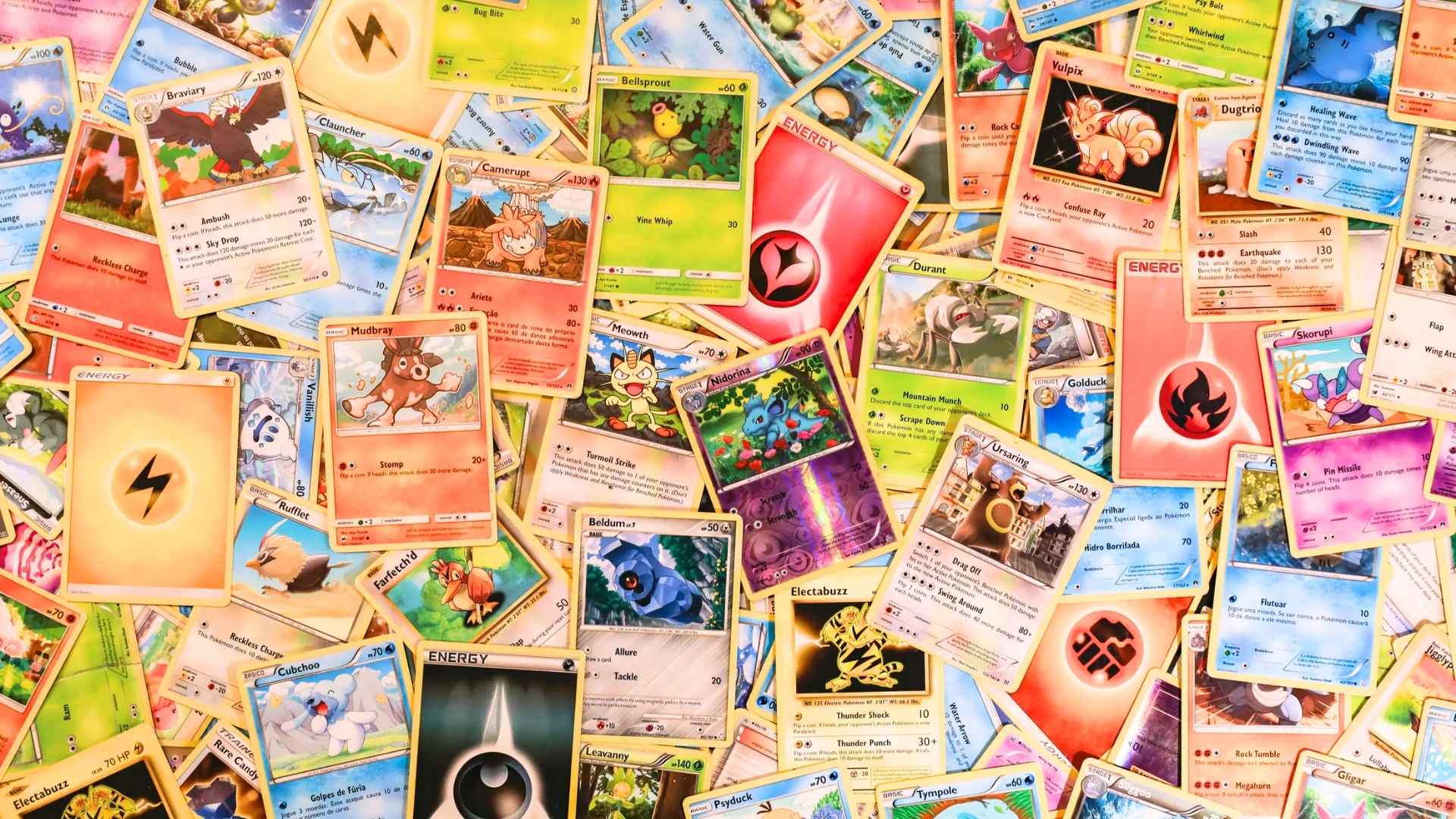 Rare Pokémon trophy card collection featuring various colorful cards spanning 20 years, listed for $9 million