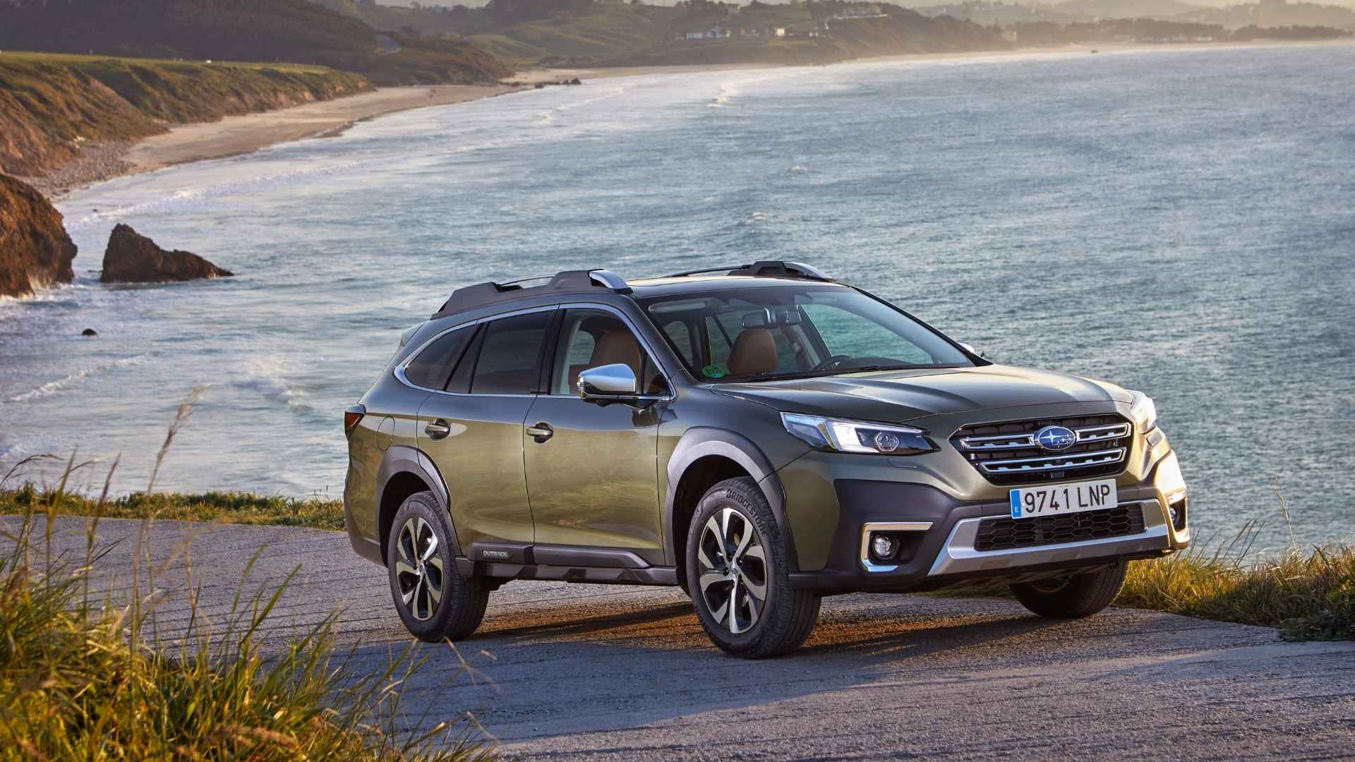 Subaru Outback parked by the coast, ranked most reliable car brand in the United States in 2025