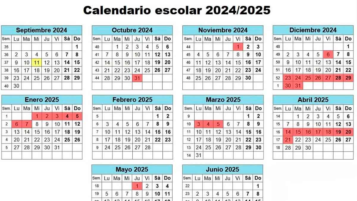 Calendario escolar 2024-2025