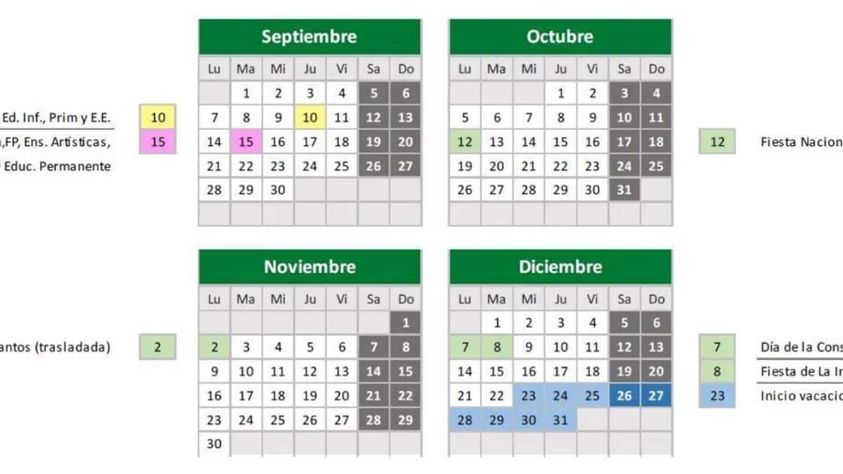 Calendario Escolar Andalucía.