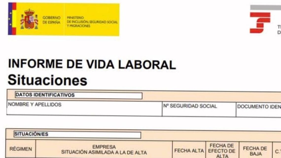 informe vida laboral Seguridad Social