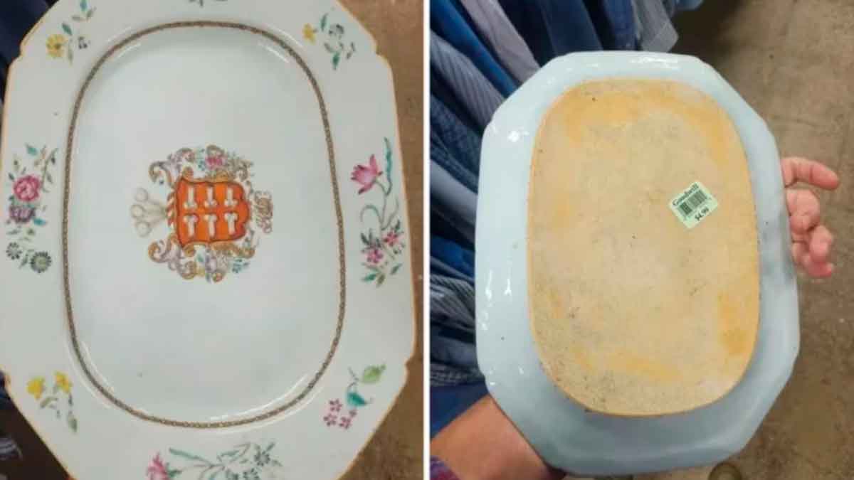 Un hombre encontró esta bandeja china en una tienda de segunda mano.