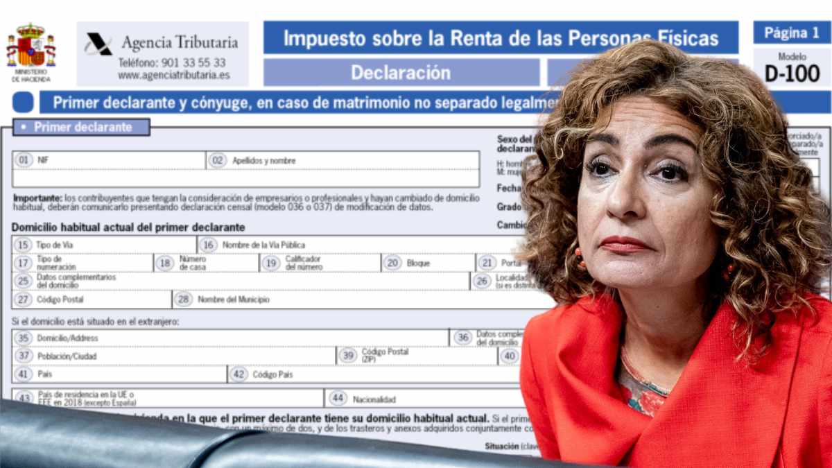 Formulario oficial de la declaración de la Renta 2024-2025 junto a Maria Jesús Montero.