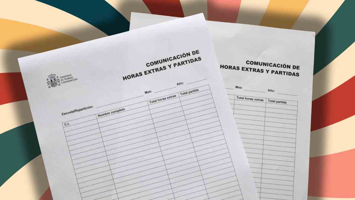 Formulario oficial para comunicar horas extras y partidas de los trabajadores