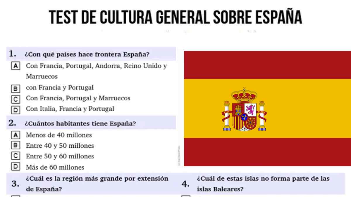 Test de cultura general sobre España con preguntas y la bandera española