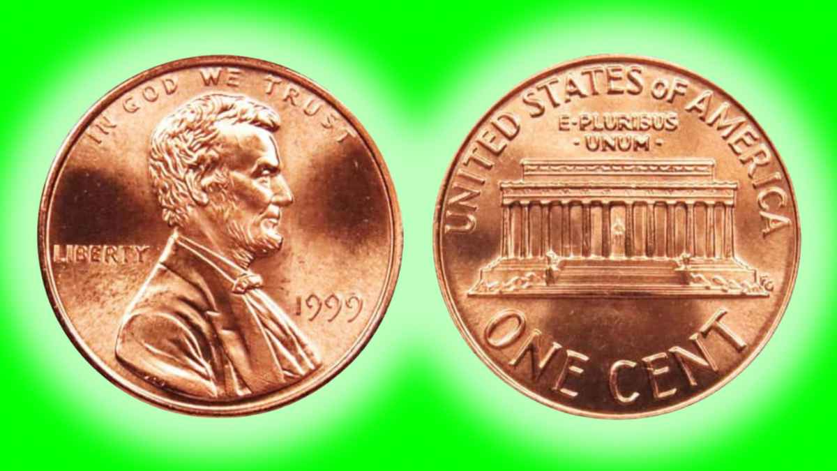 Anverso y reverso del centavo Lincoln de 1999 con error de acuñación tipo mula, altamente valorado por coleccionistas