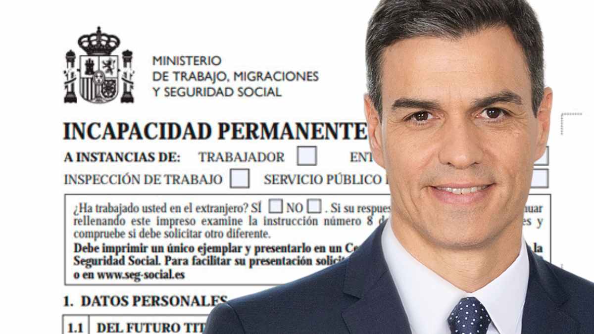 Formulario de incapacidad permanente del INSS con responsable gubernamental, reformas y pensiones 2025