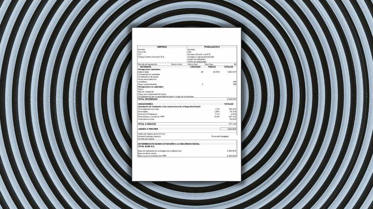 Detalle de una nómina donde un error en el grupo de cotización puede reducir el sueldo sin que el trabajador lo advierta.