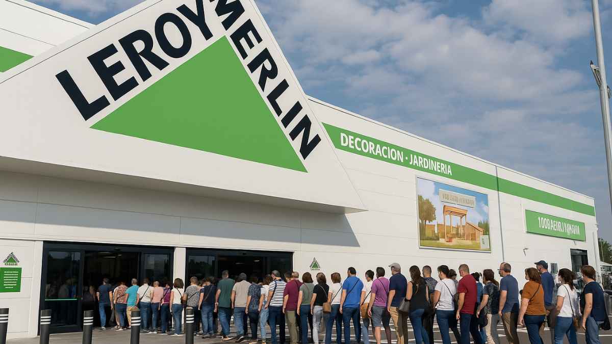 Cola de clientes en Leroy Merlin tras apagón, comprando generadores portátiles BLUETTI y Genergy