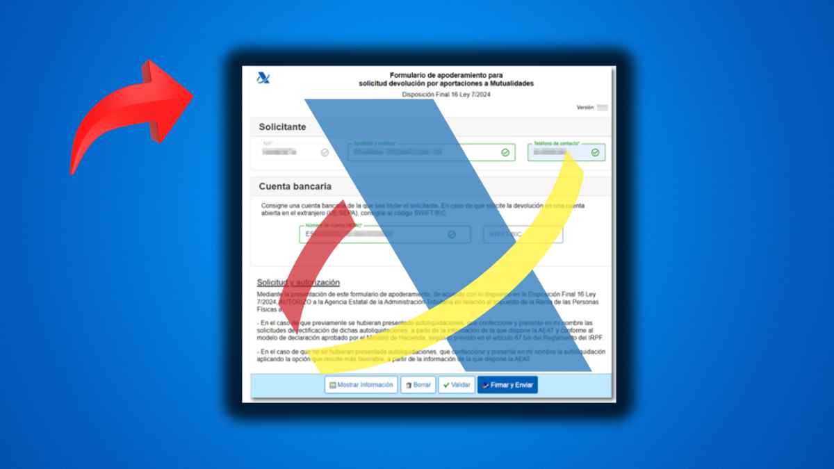 Formulario online de Hacienda para mutualistas que reclaman la devolución del IRPF pagado de más, paso a paso desde la Sede Electrónica.