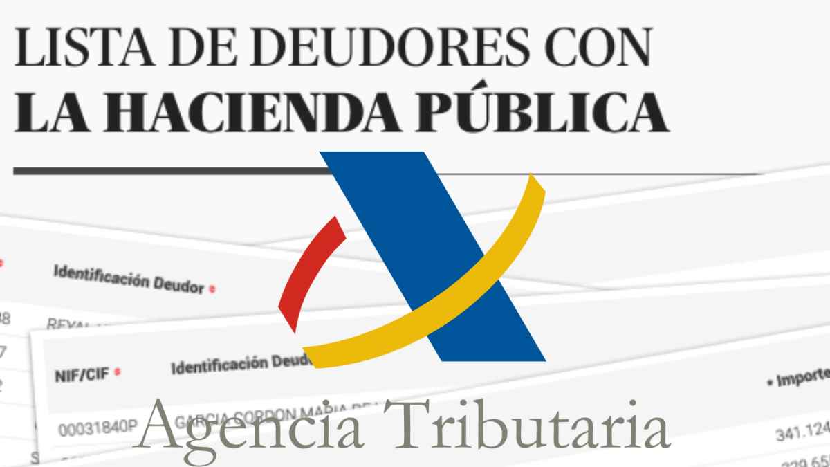 Logo de la Agencia Tributaria sobre la lista negra de grandes deudores que pueden sufrir el bloqueo de cuentas y tarjetas
