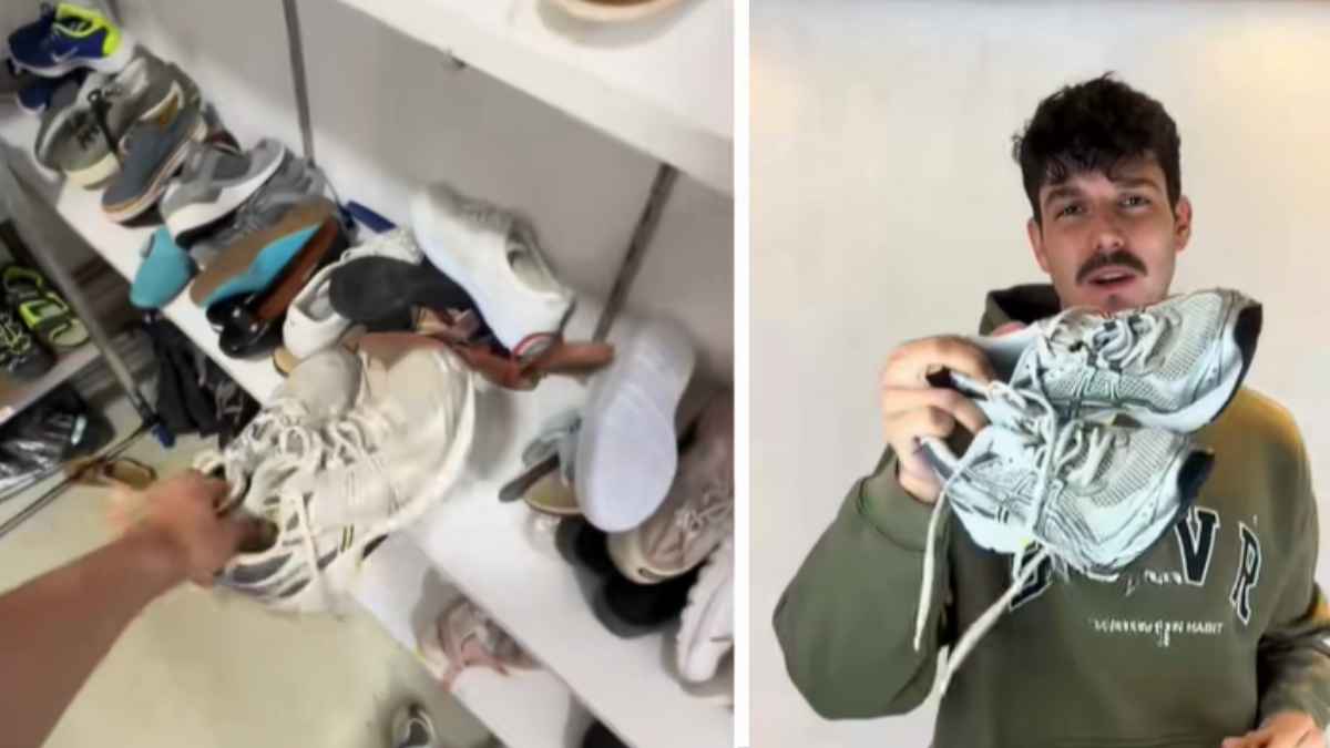 Influencer Moe.Haa muestra las zapatillas que donó a la Cruz Roja y localizó en un mercado de segunda mano gracias a un GPS
