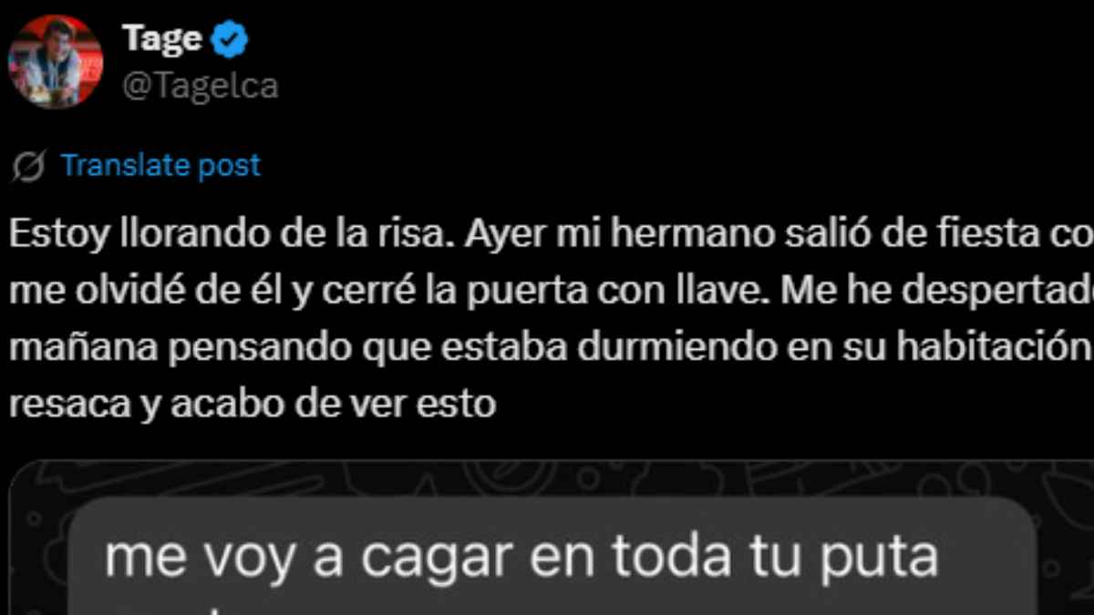 Captura de conversación de WhatsApp viral en la que un hermano enfadado reclama tras quedarse fuera de casa toda la noche
