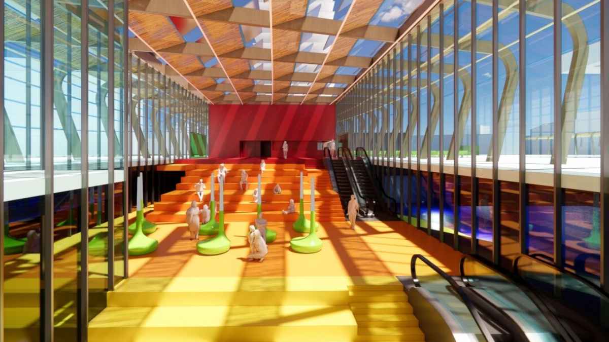 Interior futurista de la nueva estación subterránea de autobuses de Murcia diseñada con impresión 3D
