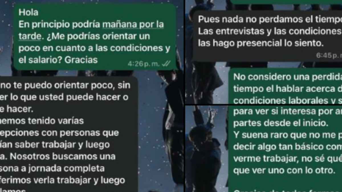 Chat de WhatsApp: candidato pide salario y el bar retira la oferta de camarero