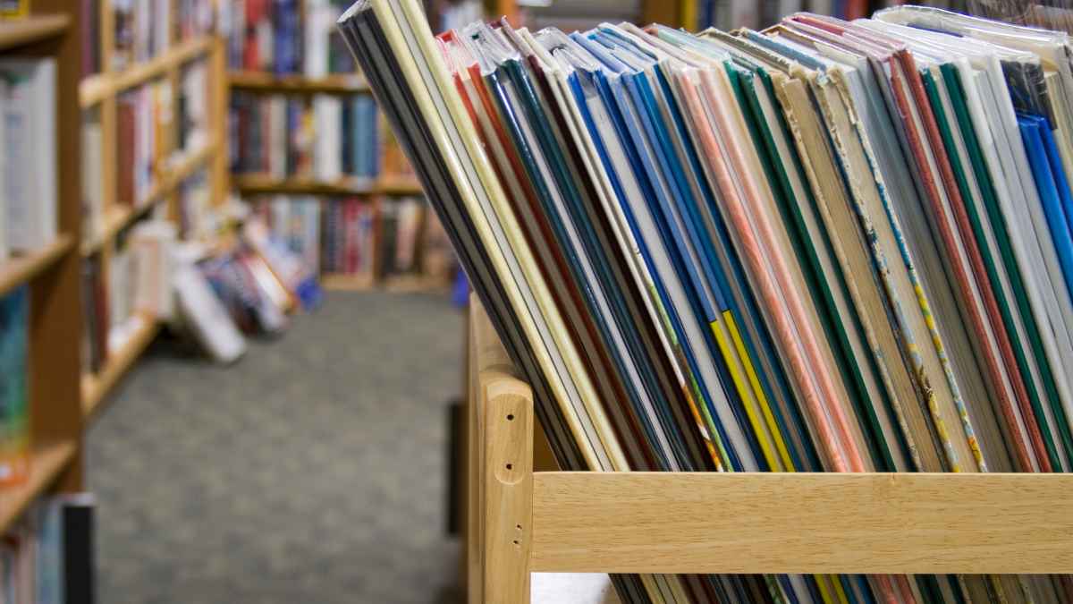 Detalle de estanterías con libros en una librería independiente