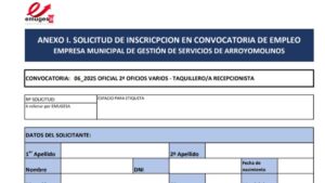 Bolsa de empleo para trabajar como conserje-recepcionista en centros deportivos municipales de Arroyomolinos (Madrid)