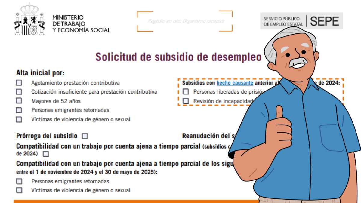 Formulario SEPE subsidio mayores 52 años desempleo con guía para solicitar ayuda sin certificado digital