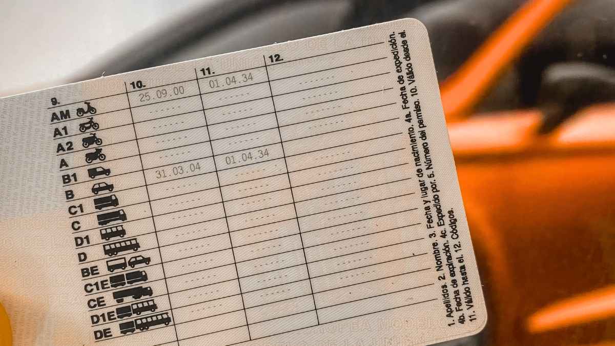 Carnet de conducir español con categorías de vehículos para renovación en la DGT