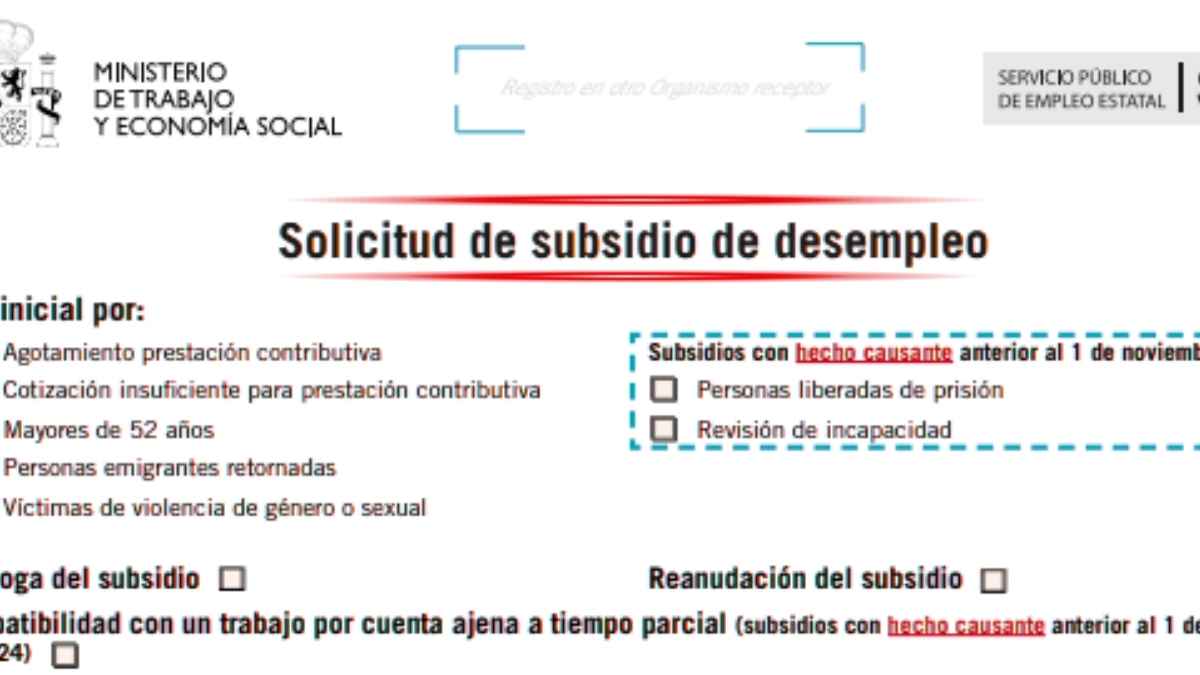 Formulario oficial del SEPE para la solicitud de subsidio de desempleo y ayudas por agotamiento de prestación contributiva