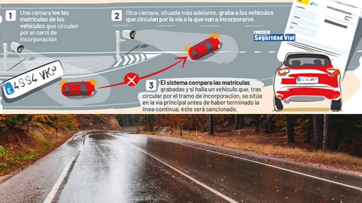 Cámaras de la DGT en Madrid que detectan y multan a los conductores que pisan la línea continua en incorporaciones