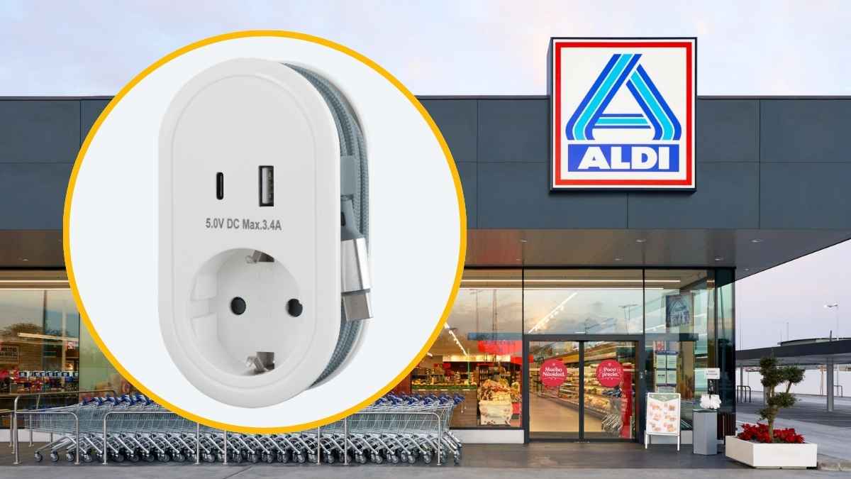 Enchufe de Aldi con puertos USB-A y USB-C que sustituye a las regletas por 7,99 euros