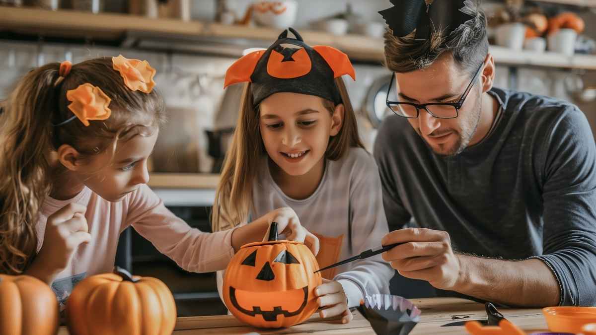 Padre en paro disfrutando tiempo con sus hijas tras recibir la ayuda por nacimiento del SEPE