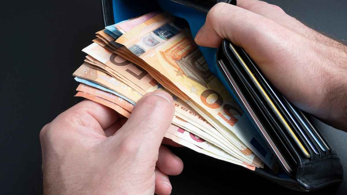 Persona sostiene una cartera con billetes de euro, simbolizando la pensión no contributiva de 564 euros para quienes no han trabajado.