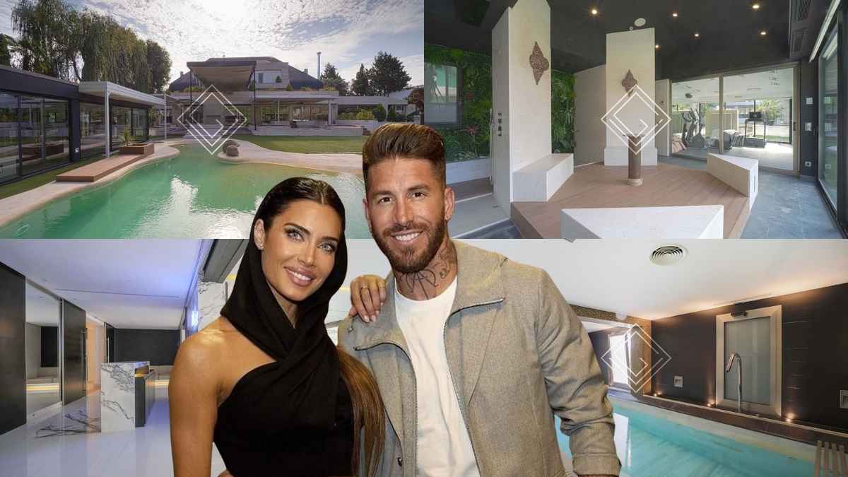 Sergio Ramos y Pilar Rubio posan junto a la mansión vendida en La Moraleja con piscina y zonas de lujo