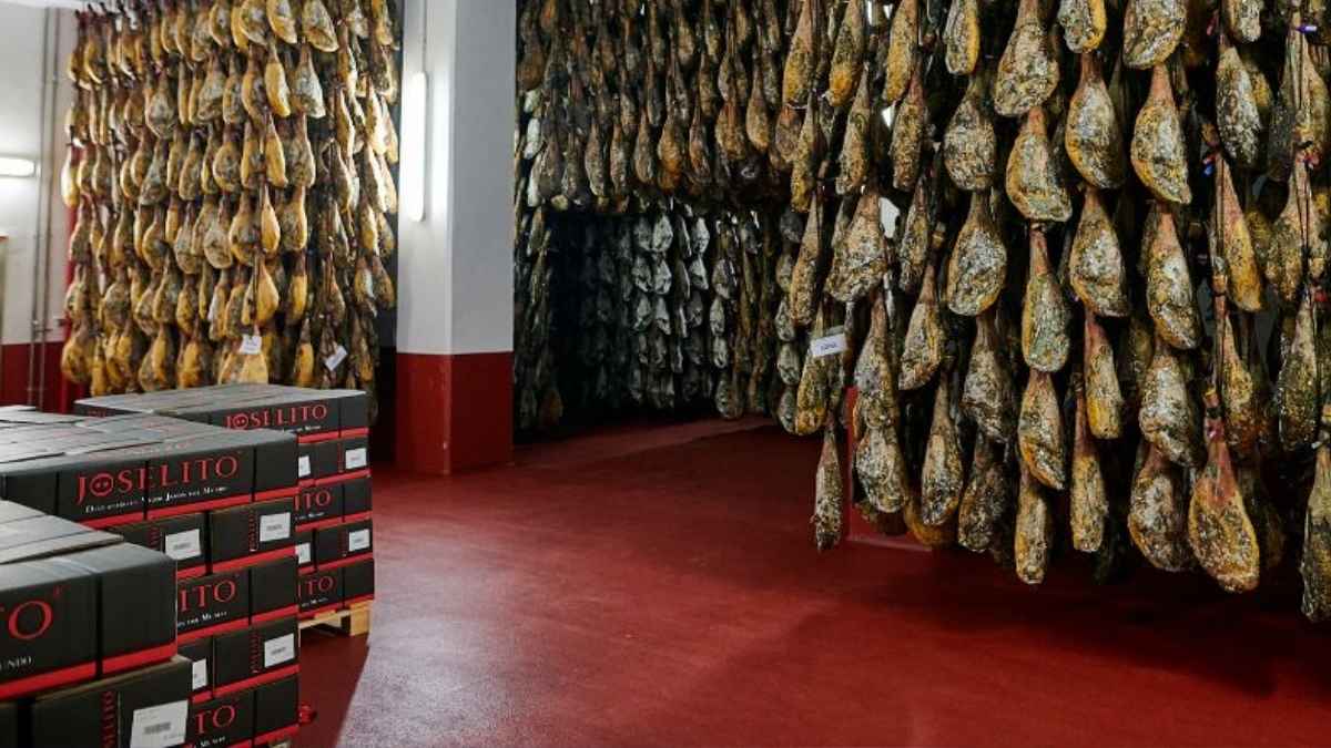 Secadero de jamones en la fábrica de Cárnicas Joselito en Guijuelo