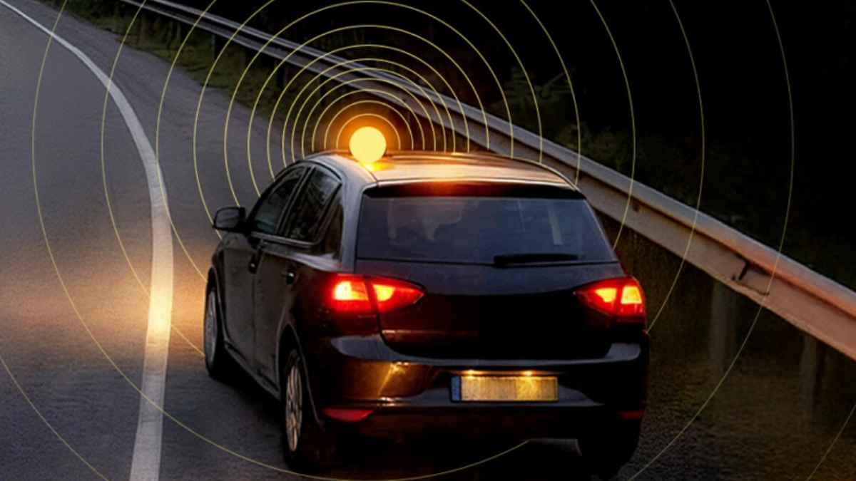 Coche detenido en carretera con baliza v16 conectada obligatoria dgt 2026