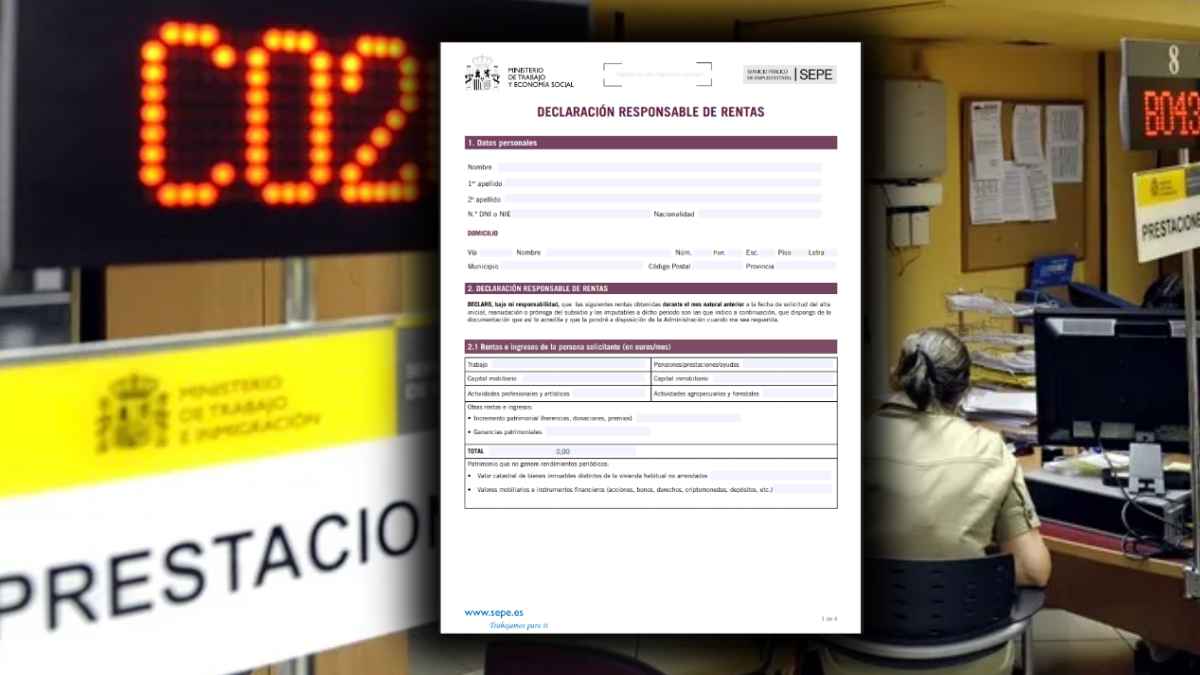 Funcionario del SEPE gestiona la declaración responsable de rentas para renovar subsidios por desempleo