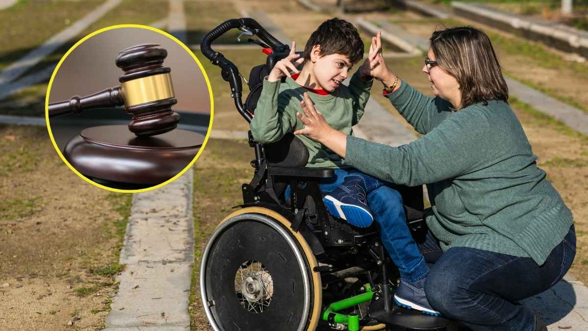 Madre con hijo en silla de ruedas tras sentencia del TSJEX por error de la Seguridad Social