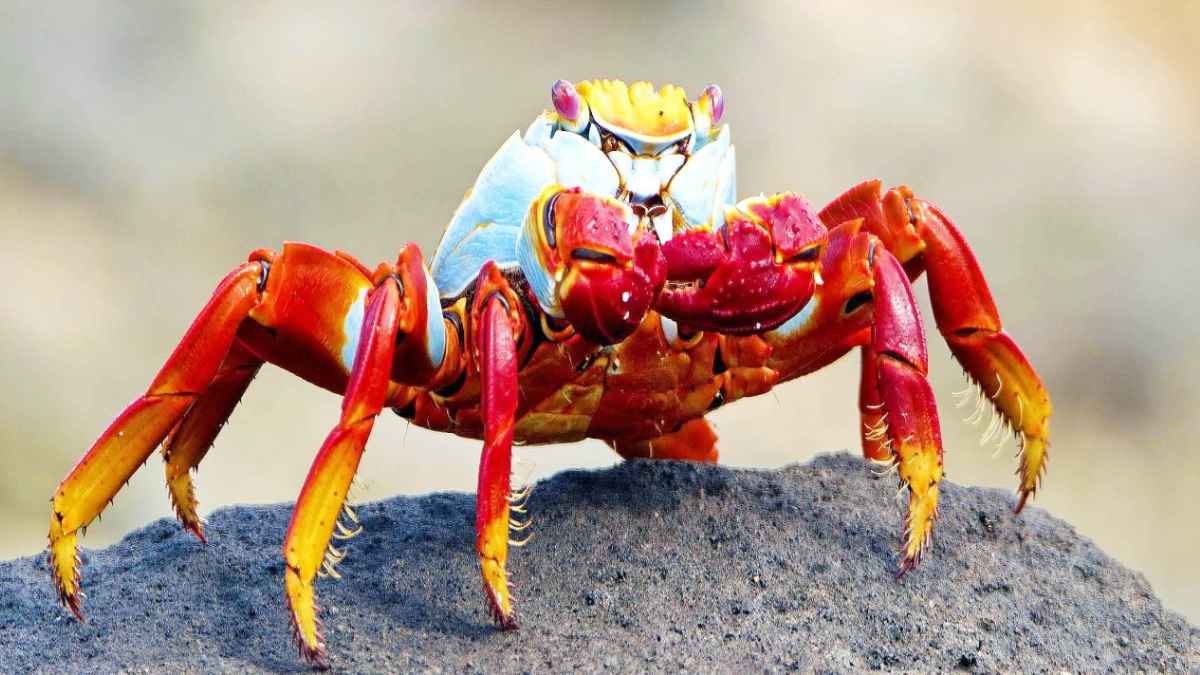 Cangrejo vivo sobre una roca, en el debate científico sobre prohibir hervir marisco vivo