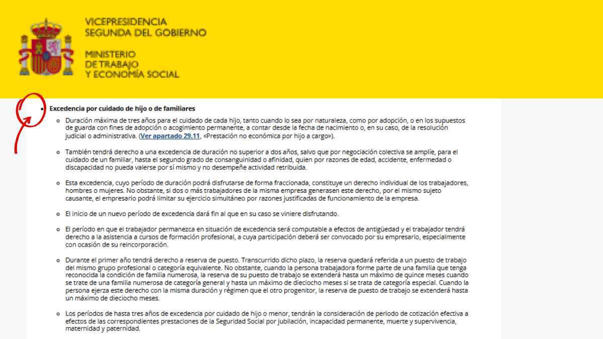 Excedencia por cuidado de hijos o familiares según el Ministerio de Trabajo y Economía Social