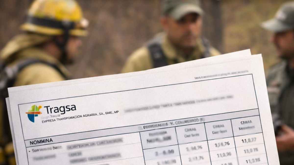 Nómina de un bombero forestal con una nueva cotización adicional del 1,76% a partir de 2026
