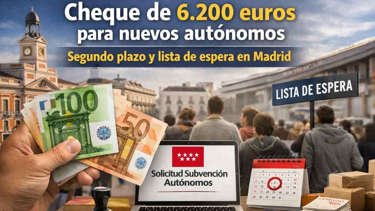 Cheque de 6.200 euros para nuevos autónomos en Madrid con segundo plazo y lista de espera