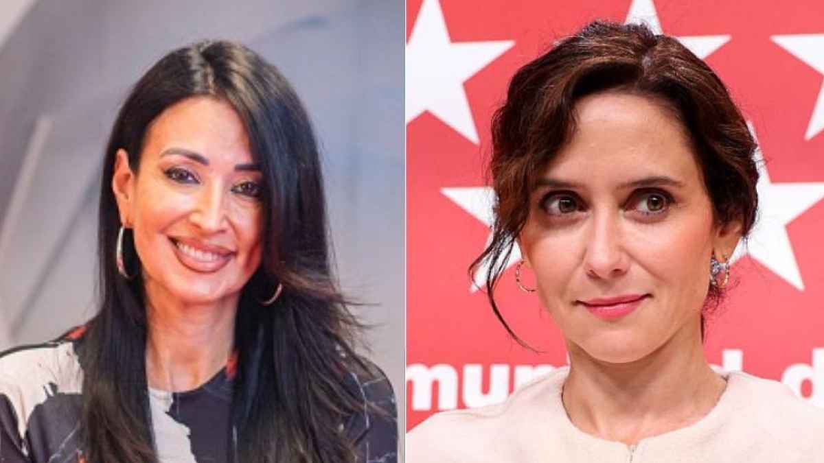 Ayuso y Buendía en rueda de prensa, ambas en un montaje fotográfico relacionado con cambios en el impuesto de sucesiones en Madrid