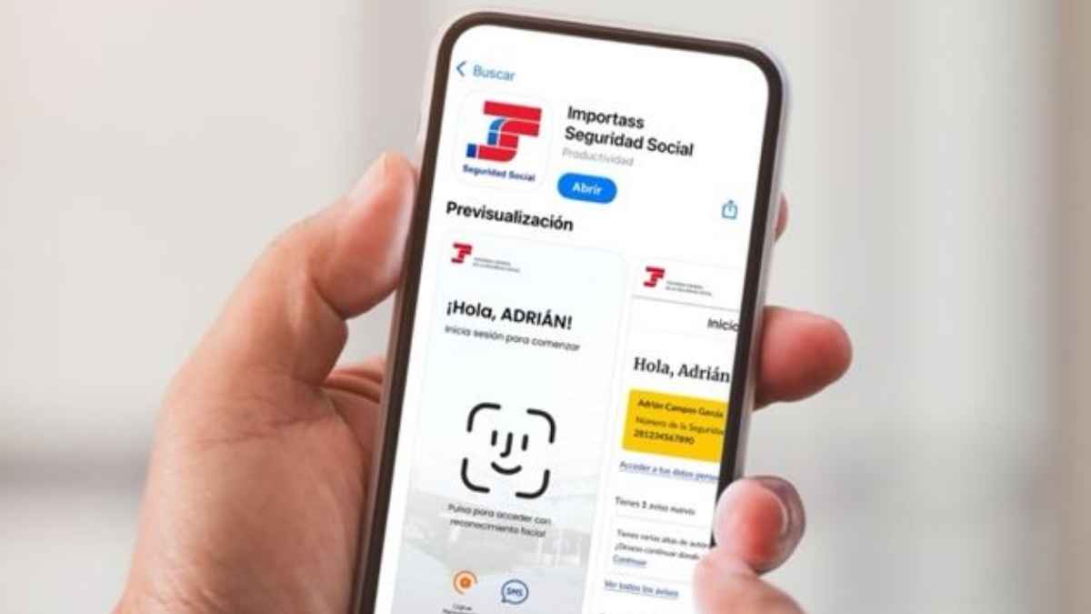 Usuario consultando la app Importass de la Seguridad Social en un teléfono móvil