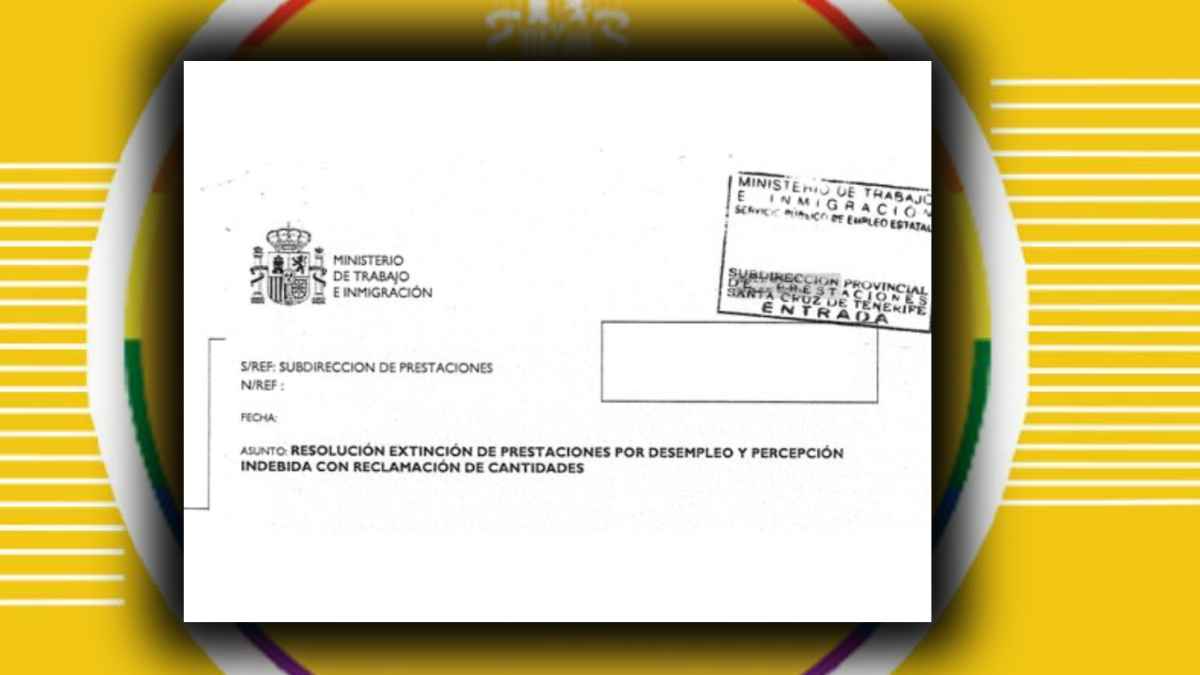 Notificación del SEPE reclamando la devolución de un subsidio por desempleo concedido por error administrativo