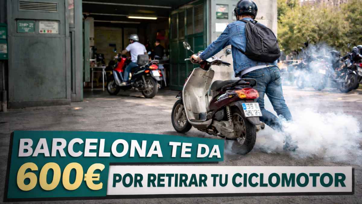 Joven entrega su ciclomotor de gasolina en el Dipòsit Municipal de Barcelona para obtener la ayuda de 600 euros