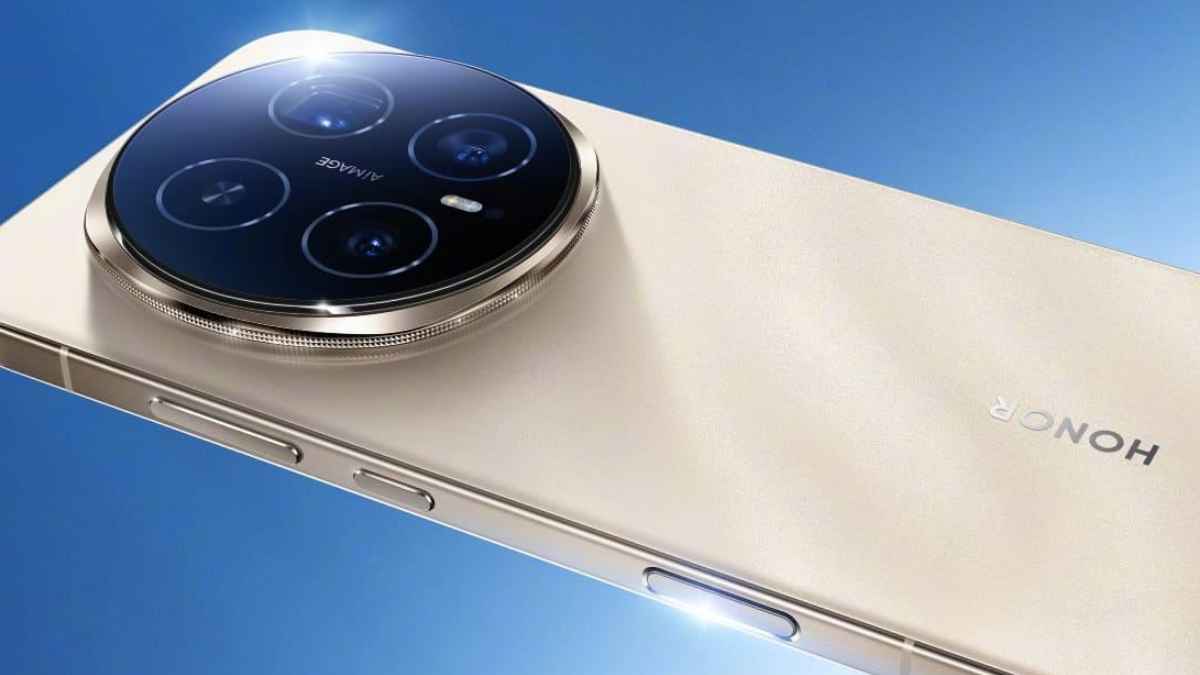 Parte trasera del Honor Magic 8 Pro en color dorado con módulo circular de cámaras y teleobjetivo de 200 megapíxeles