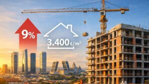 La vivienda nueva se encarece un 9% en 2026 y deja el metro cuadrado por encima de los 3.400 euros