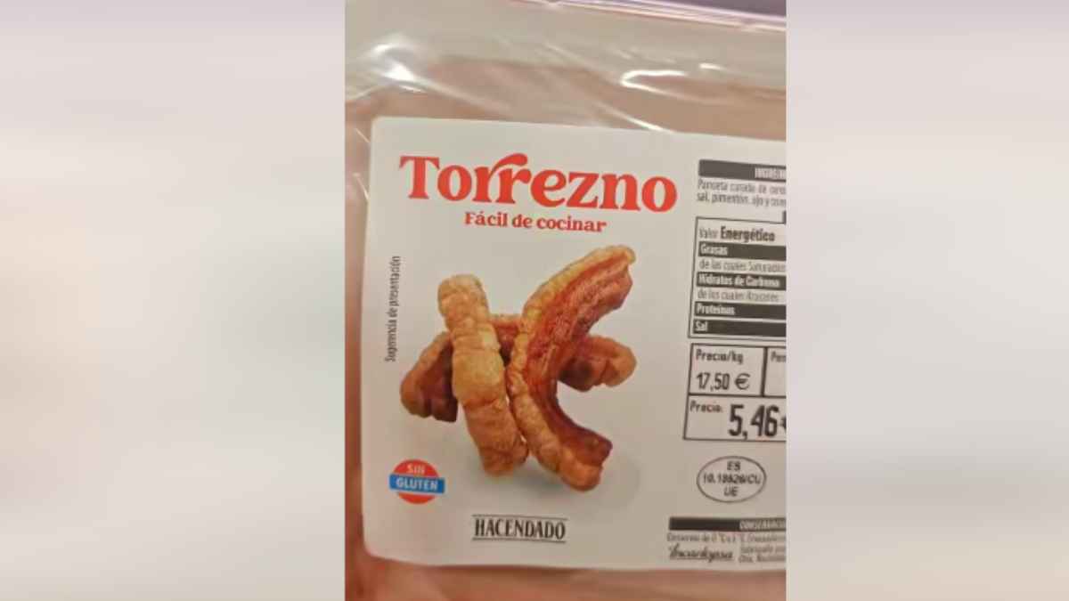 Torrezno Hacendado fácil de cocinar sin gluten a la venta en Mercadona por 5,46 euros la bandeja