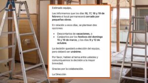 Cierran un bar por reformas y plantean a la plantilla elegir entre vacaciones o festivos a cambio